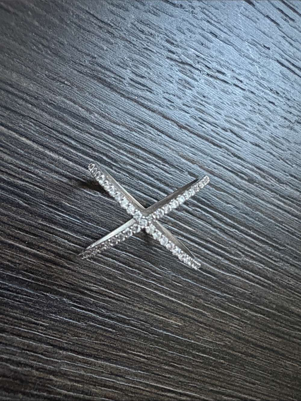 Silver Crystal Cross X Ring - Women's Fashion Jewelry